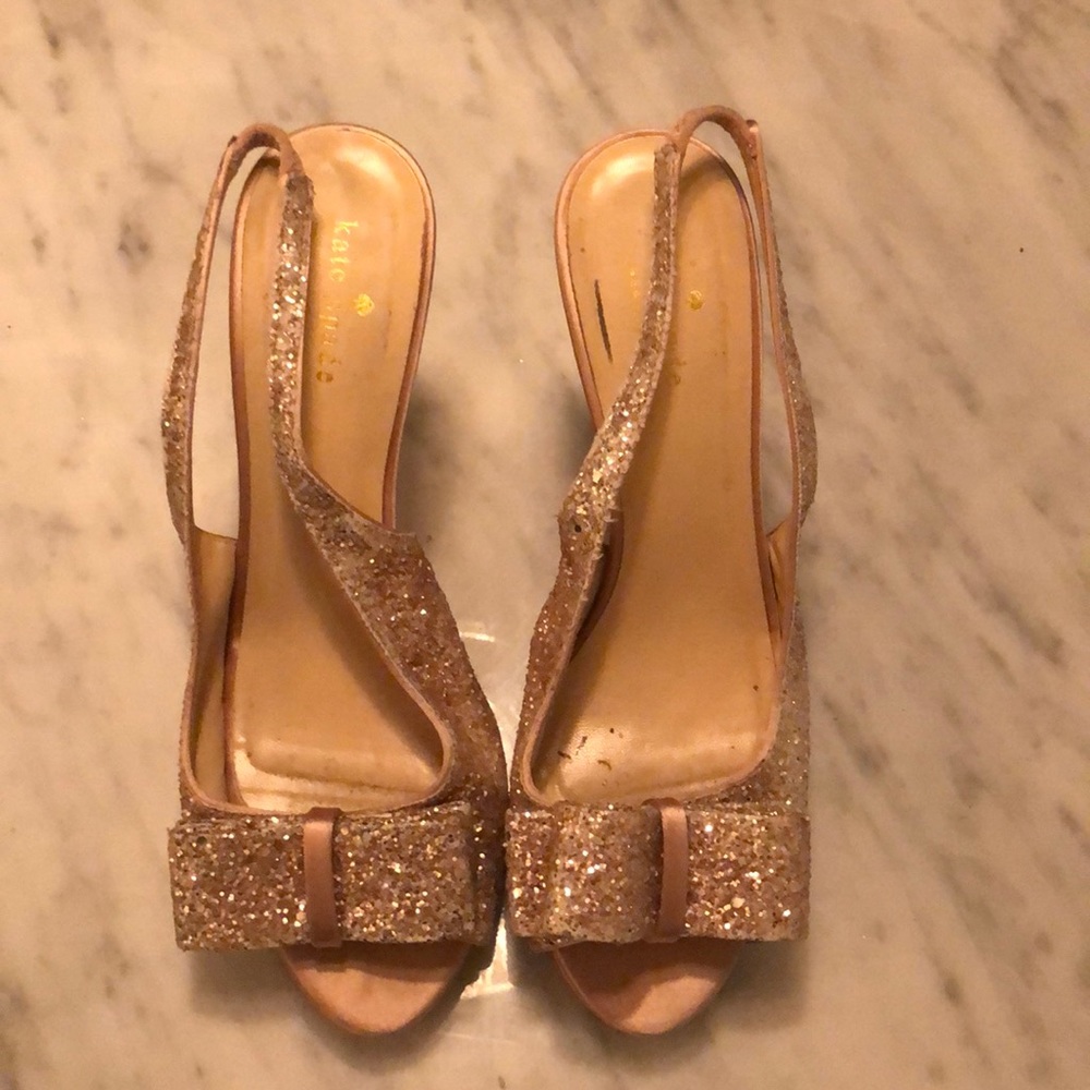 Kate Spade Glitter Bow Slingback Platform Heel 38